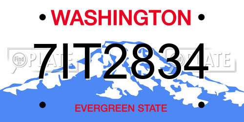 7IT2834 Washington License Plate