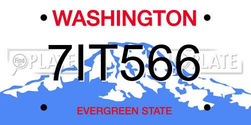 7IT566 Washington License Plate