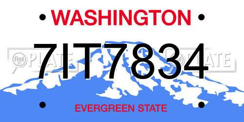 7IT7834 Washington License Plate