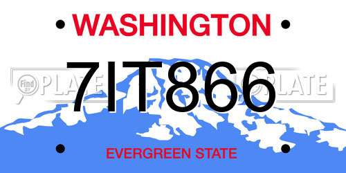 7IT866 Washington License Plate