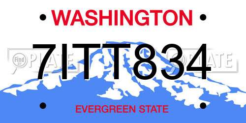 7ITT834 Washington License Plate