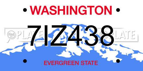 7IZ438 Washington License Plate