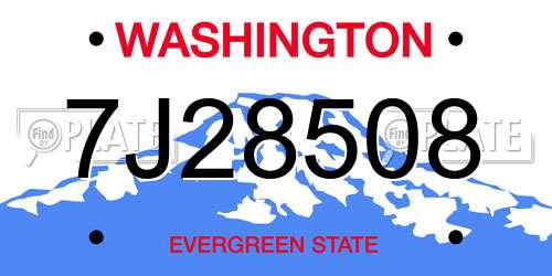 7J28508 Washington License Plate