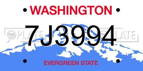 7J3994 Washington License Plate