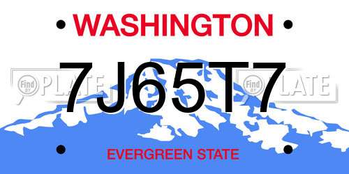 7J65T7 Washington License Plate