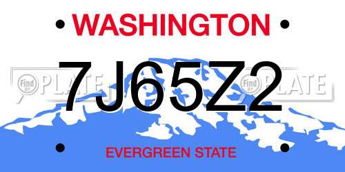 7J65Z2 Washington License Plate