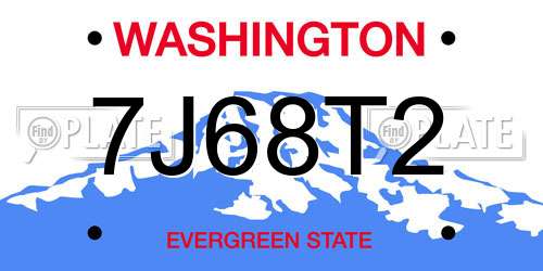 7J68T2 Washington License Plate