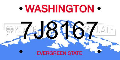 7J8167 Washington License Plate