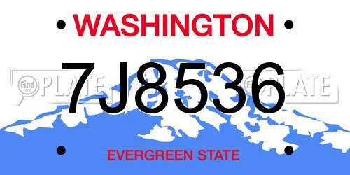 7J8536 Washington License Plate
