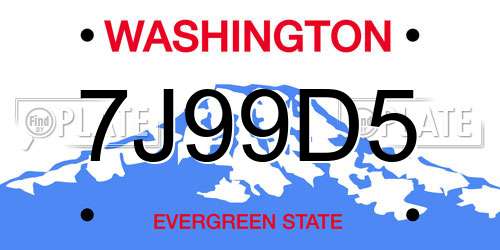 7J99D5 Washington License Plate