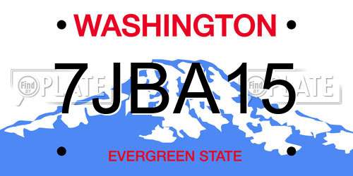 7JBA15 Washington License Plate