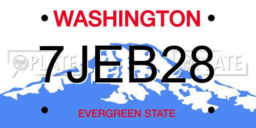 7JEB28 Washington License Plate
