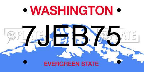 7JEB75 Washington License Plate