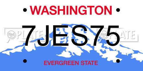 7JES75 Washington License Plate