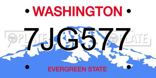 7JG577 Washington License Plate