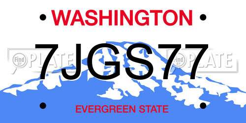 7JGS77 Washington License Plate