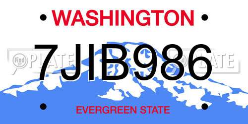 7JIB986 Washington License Plate