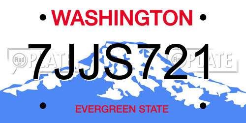 7JJS721 Washington License Plate