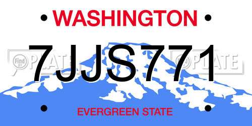 7JJS771 Washington License Plate
