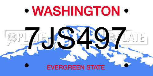 7JS497 Washington License Plate