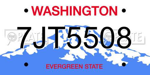 7JT5508 Washington License Plate