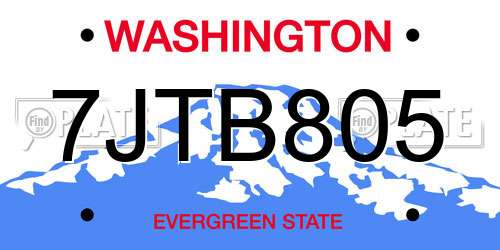 7JTB805 Washington License Plate