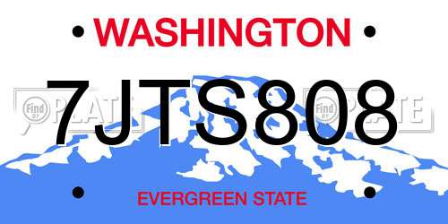 7JTS808 Washington License Plate