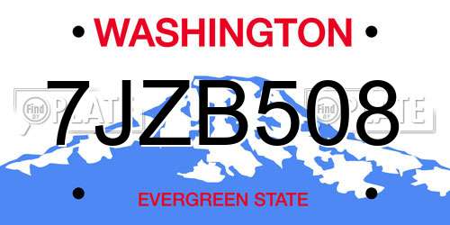 7JZB508 Washington License Plate