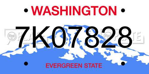 7K07828 Washington License Plate