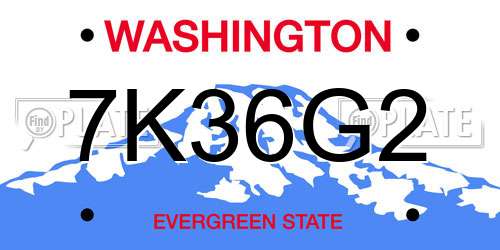 7K36G2 Washington License Plate