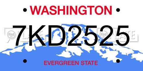 7KD2525 Washington License Plate