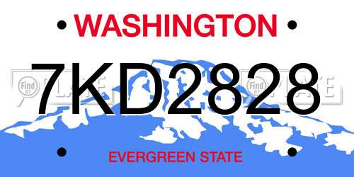7KD2828 Washington License Plate