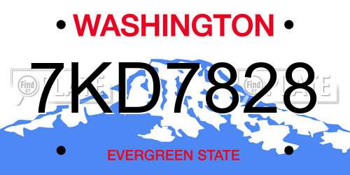 7KD7828 Washington License Plate