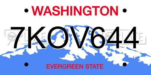 7KOV644 Washington License Plate