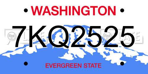 7KQ2525 Washington License Plate