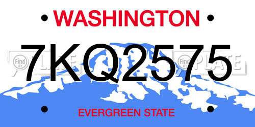 7KQ2575 Washington License Plate