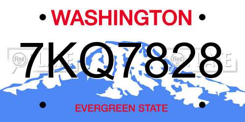 7KQ7828 Washington License Plate