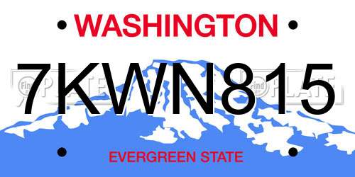 7KWN815 Washington License Plate