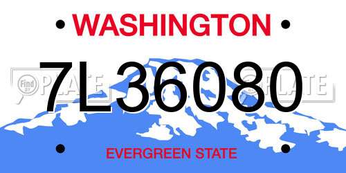 7L36080 Washington License Plate