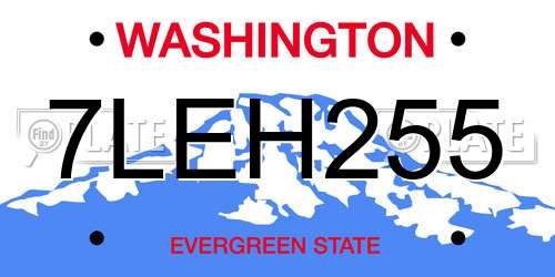 7LEH255 Washington License Plate