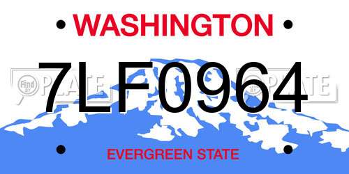 7LF0964 Washington License Plate