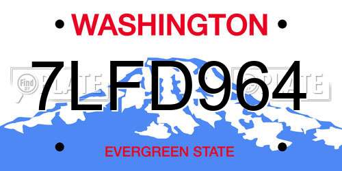 7LFD964 Washington License Plate