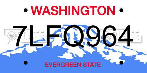 7LFQ964 Washington License Plate