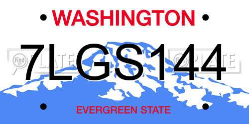 7LGS144 Washington License Plate