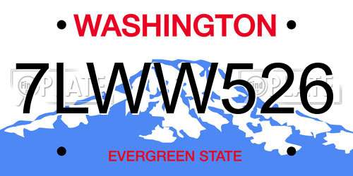 7LWW526 Washington License Plate
