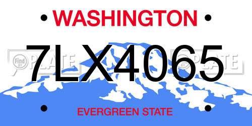 7LX4065 Washington License Plate