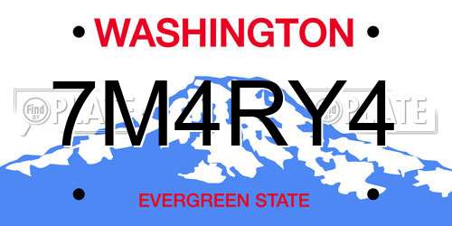 7M4RY4 Washington License Plate