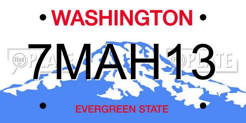 7MAH13 Washington License Plate