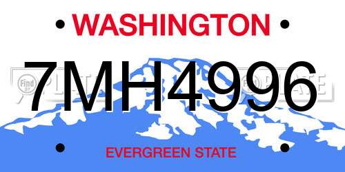 7MH4996 Washington License Plate