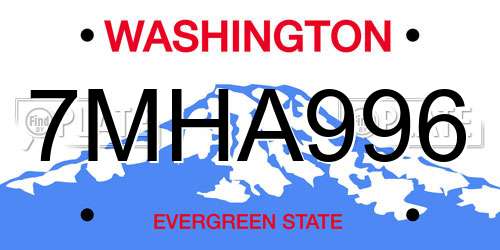 7MHA996 Washington License Plate